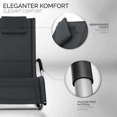 Relaxliege Tillvex: Лежак для саду | Лежак для відпочинку | Атмосферний лежак для саду, 150 кг, дихаючий (Антрацит/Сірий)