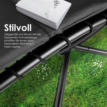 Кесер® Плетене крісло-гойдалка з сонцезахисним козирком, 194x100 см, до 120 кг, з подушкою для шиї та сумкою, антрацит