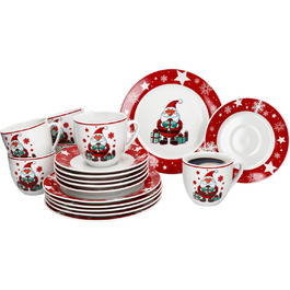 MamboCat Новорічний кавовий сервіз на 6 осіб з порцеляни (18 предметів) | Кавовий набір для святкування Різдва та Миколая