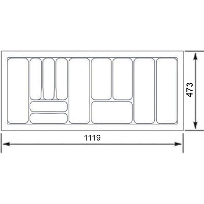 Вставка для столових приладів Orga-Box I Коробка для столових приладів 517 x 474 мм для квіткового тандему сучасна коробка в шафі 60-х років (1117 x 474 мм (ящик 120-х років ))