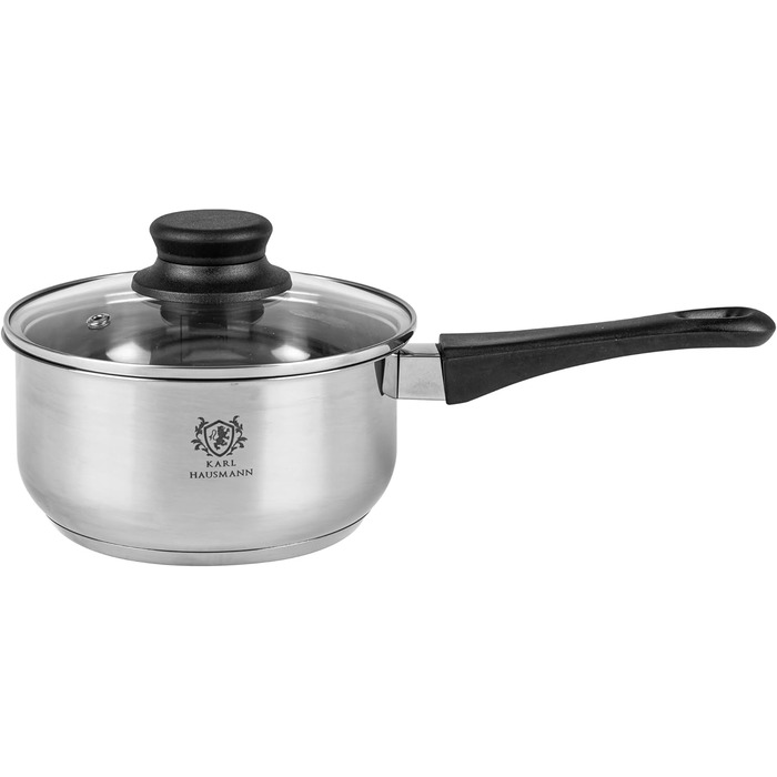 Набір каструль з нержавіючої сталі Induktion 3-х частинний - для всіх типів плит - з кришкою з термостійкого скла - з мірною шкалою