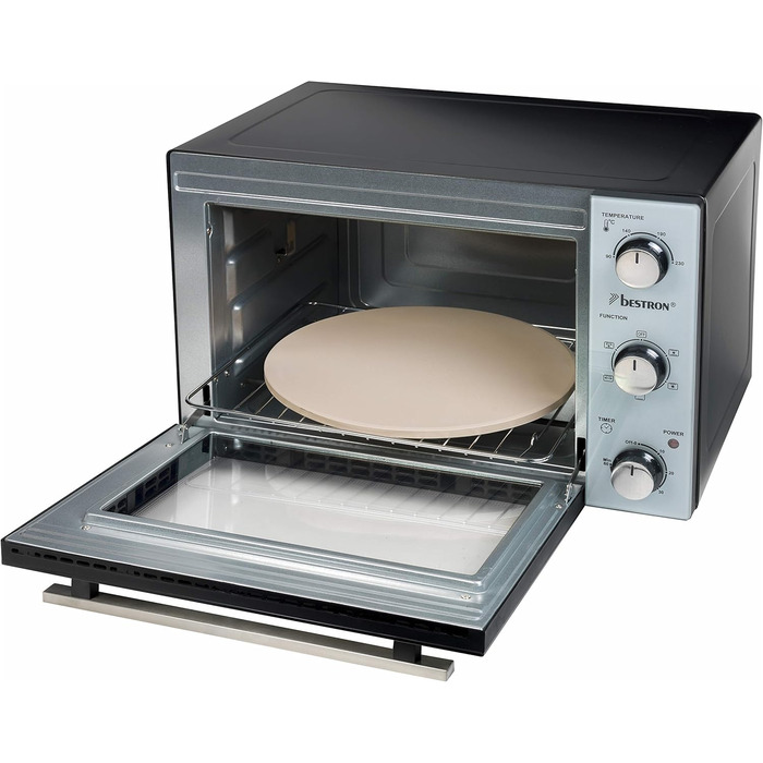 Міні-піч Bestron AOV31PS 31 л з обертальним шампуром та каменем для піци, 1500 Вт, нержавіюча сталь