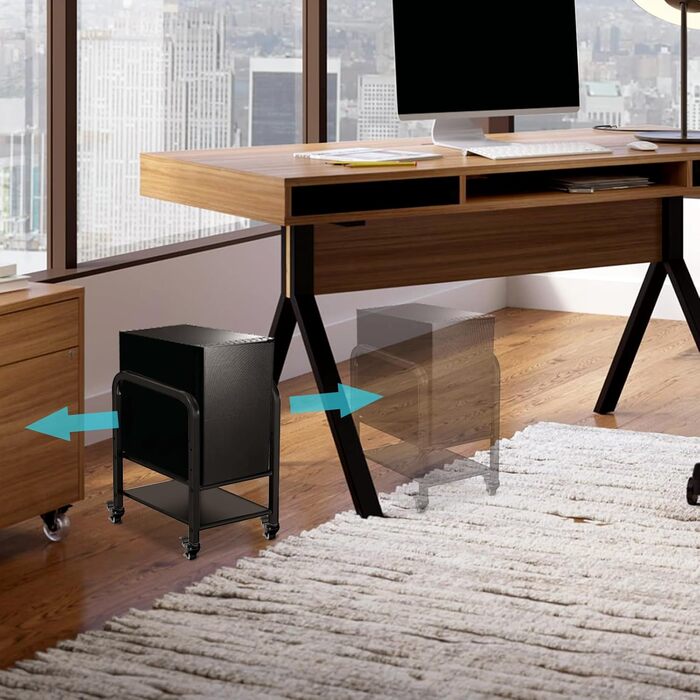Підставка для комп'ютера 360Tronics - регульована, 2-ярусна, для Mini/Mid Tower, з колесами, для дому та офісу