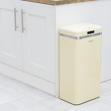 Сміттєве відро Swan Retro SWKA4500CN з автоматичним відкриванням, 45 л, метал, кремовий колір, вінтажний дизайн