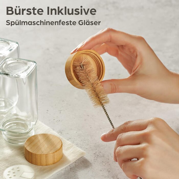 Набір контейнерів для спецій Praknu з бамбуковими кришками (24 шт.) - Організатор спецій з дозатором, 120 мл, з етикетками, щіткою та дерев'яною ложкою (12 шт. з полицею)