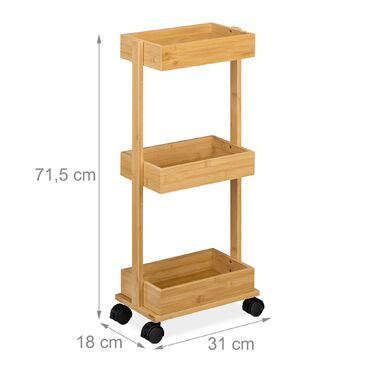 Візок для дому Relaxdays з бамбука, 3 яруси