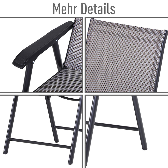 Outsunny Camping Chairs Набір з 2 розкладних крісел Підлокітник Крісло для риболовлі металеве сіре 58x64x94см | Аосом