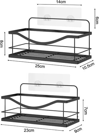 Душова полиця Душові полиці без свердління, Душовий кошик самоклеючий матовий чорний, Полиця для ванної кімнати Полиця для ванної кімнати Душовий органайзер з нержавіючої сталі, 2 шт. и