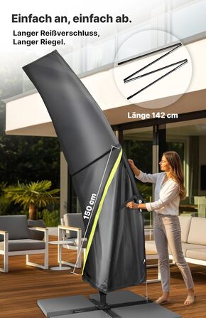 Чохол для парасольки Menz, 2-4 м, 420D Oxford, водонепроникний, UV-стійкий, вітростійкий, для саду (Антрацит, 265x40/70/50 см)