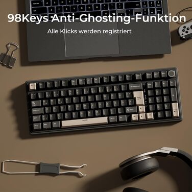 Механічна клавіатура Royal Kludge R98 Pro: 96% layout, RGB, NumPad, PBT, Hot-Swap, Creamy Switches, Grey