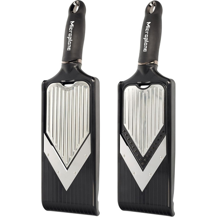 Мікроплан Регульований овочевий тертки з V-подібною та жульєнівською насадкою, з нержавіючої сталі, з захистом пальців