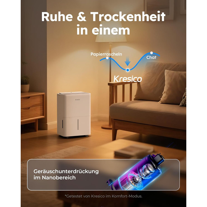 Електричний осушувач повітря 20L, для підвалу та приміщень до 150м³/50м², тиха робота 39dB, з шлангом для відведення конденсату, фільтр, таймер, 10 років гарантії