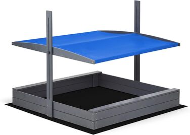 Преміум дерев'яний пісочниця з дахом UV100+, 120x120 см, з відеоінструкцією, захисне полотно 150x150 см