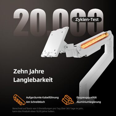 Кріплення для монітора Claiks: підходить для екранів до 49 дюймів (плоских та вигнутих), регульована висота, нахил, поворот, кріплення VESA 75x75/100x100 мм, підтримує 1-20 кг, білий
