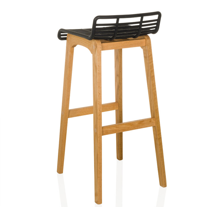 Барний стілець LONSO W з дуба та чорного пластику hjh OFFICE