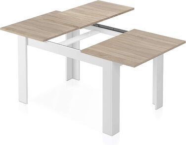 Розсувний обідній стіл Habitdesign Kendra, білий та канадський дуб, 140–190 x 78 x 90 см