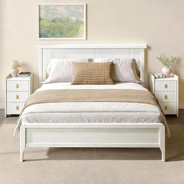 Нічний столик з 3 шухлядами, білий, для спальні та вітальні