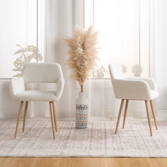 Комплект з 2 стільців для обідньої зони Cosy: м'які, з підлокітниками, білі, 56x56x78 см