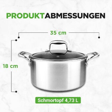 Набір посуду NutriChef з нержавіючої сталі 6-ти частинний – антипригарні сковорідки 20см, 25см, 30см з кришками. Підходить для індукційних плит, стійкий до подряпин та придатний для духовки, можна мити в посудомийній машині.