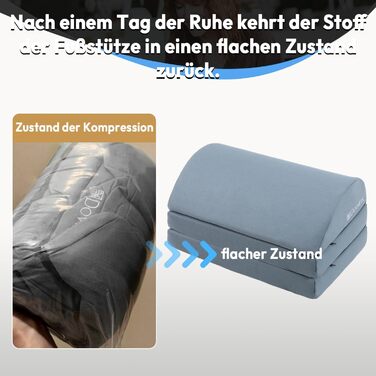 Підставка для ніг під стіл Dowinx, регульована по висоті, знімний чохол, зручна для офісу, авто, дому (3 шари, блакитна)