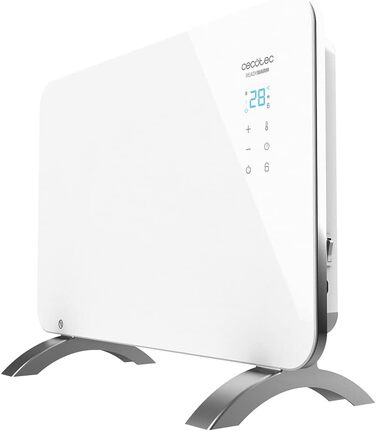 Конвектор Cecotec Ready Warm 6750 Crystal Connection з склокерамічною панеллю, 2000 Вт, WiFi, термостат, таймер, підставка, для ванної кімнати (IP24), тихий, білий