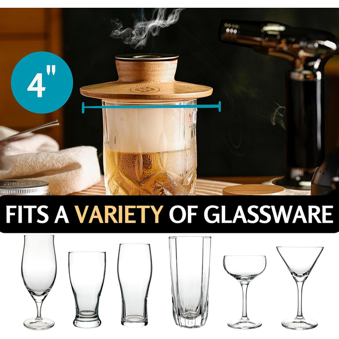 Набір для копчення коктейлів та віскі – Smoker Kit з лампою, формочками для льоду та стружкою деревини