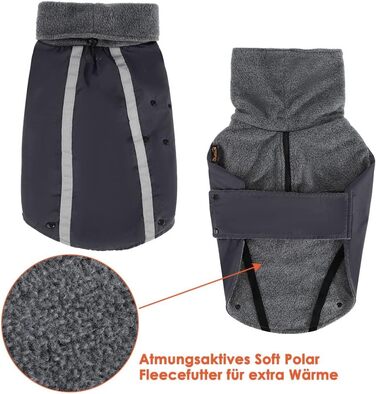 Зимова шерсть для собак, Polar Fleece, водолазка, світловідбиваючі смуги, водонепроникна (L, сіра)