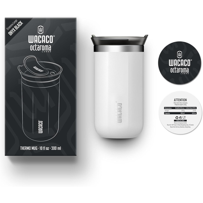 Термос для кави WACACO Octaroma Lungo: 300 мл, нержавіюча сталь, з кришкою