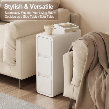 Нічний столик AQIMUELE з 2 шухлядами, білий, 30 см, без встановлення, з обшивкою з екошкіри, для спальні/вітальні