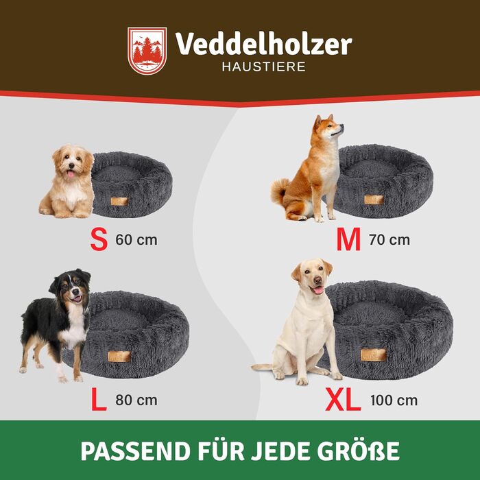 Лежак для собак Veddelholzer Ø 70 см M (Ø 70 см (M), темно-сірий)