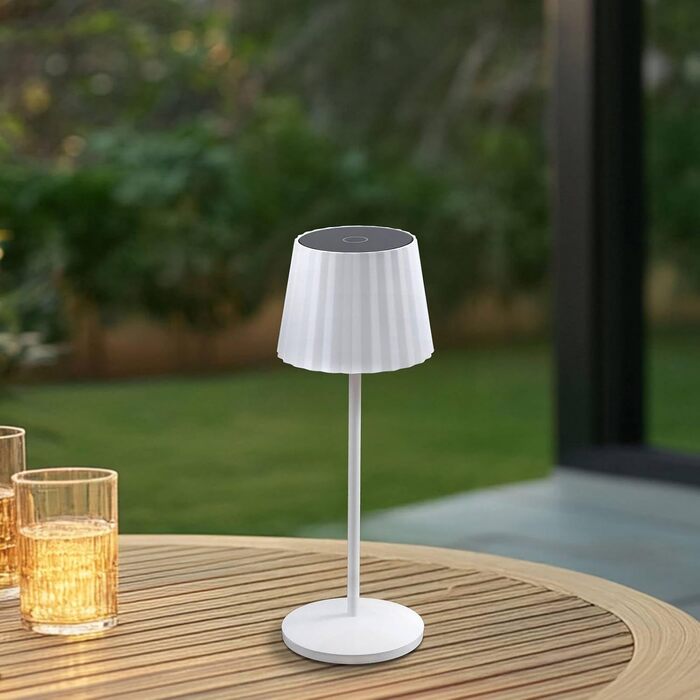 LED-лампа Lindby на акумуляторі з датчиком дотику, бездротова, портативна, для дому та саду, IP54, білий матовий