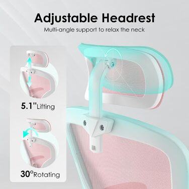 Ергономічне крісло Farini з підлокітниками для офісу та дому, з роликами та підголівником (світлороже)