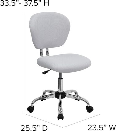 Офісне крісло Flash Furniture H-2376-F-WHT-GG, середня спинка, біла сітка, хромована основа, без підлокітників