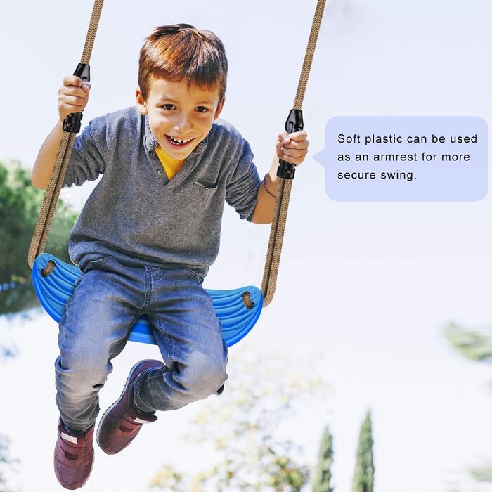 Гойдалка садові SELEWARE для дітей та дорослих: комплект з канатом 2м та 2 карабінами, чорний (синій)