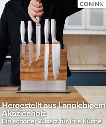 Магнітний тримач для ножів Coninx | Тримач для кухонних ножів з акціїї | Двосторонній, антиковзний