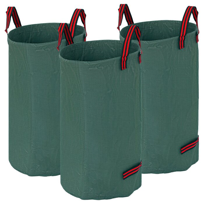 Outsunny Garden Bag 3x120L Водонепроникний мішок для садових відходів з ручками, стабільний мішок для листя, автономні садові мішки із захистом від ультрафіолету, багаторазові мішки для садових відходів Зелені відходи