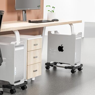 Підставка для комп'ютера під стіл, мобільна, на колесах, чорна
