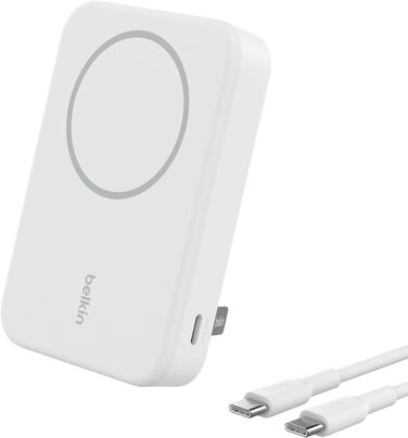 Бездротовий повербанк Belkin BoostCharge Pro 10 000 мАг, MagSafe, підставка, iPhone 16/15 (білий)