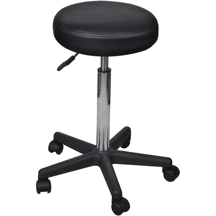 Стілець на коліщатках VidaXL, робочий стілець, обертовий стілець, косметичний стілець, офісне крісло (2 шт., чорний)