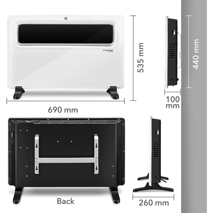 Тротэк конвекторний обігрівач TCH 1510 E – 1500 Вт, електричний, для кріплення на стіну