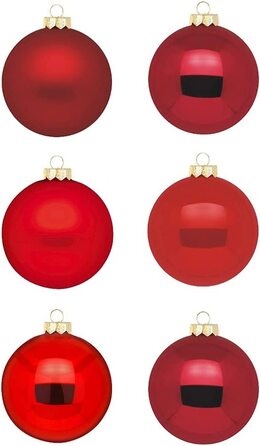 Скляні різдвяні кулі Inge / красиві скляні ялинкові кулі / 30 куль в картонній коробці / ялинкові прикраси ялинкові прикраси ялинкові кулі (суміш рубіново-червоного і червоного кольорів)