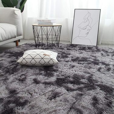 Килими Leesentec, круглі килими для спальні, вітальні, нековзні м'які пухнасті килимки, волохаті килимки, великі Килимки для передпокою (білий/сірий, 140) (чорний, сірий, 120*160 см)