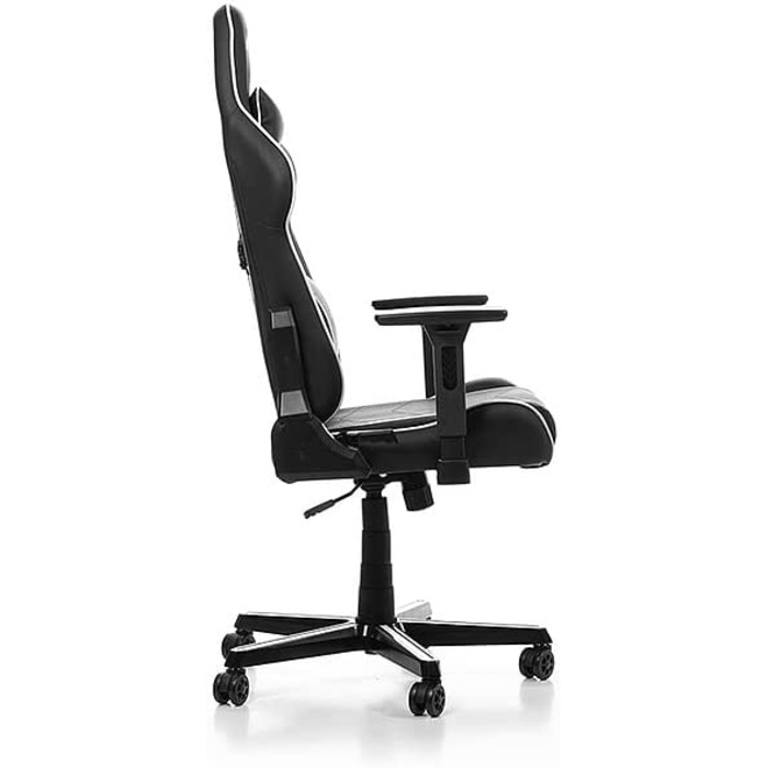 Ігрове крісло DXRacer Prince P08, шкірозамінник, чорно-біле, до 185 см