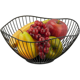 Миска для фруктів Relaxdays, металева, вигнута, ВхД 11,5х26 см, дротяна корзина для фруктів та овочів, сучасна, чорна