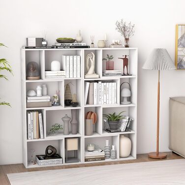 Стелаж GIANTEX з 8 відділеннями, 60 x 20 x 120 см, з кріпленням від перекидання, для вітальні та дитячої кімнати (білий)