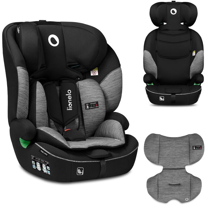 Автокрісло Lionelo Levi i-Size 76-150см R129, група 1/2/3, чорно-сірий, з Memory Foam та Dri-Seat
