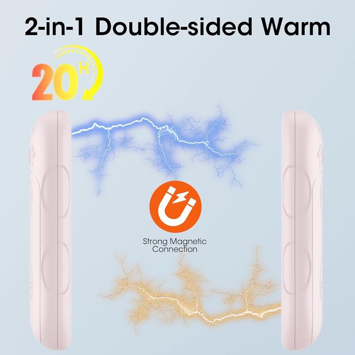 Електричні нагрівачі для рук 2 шт. 6000 mAh, перезаряджувані, для кемпінгу, на вулиці, подарунок для чоловіків, жінок, дітей (рожевий)