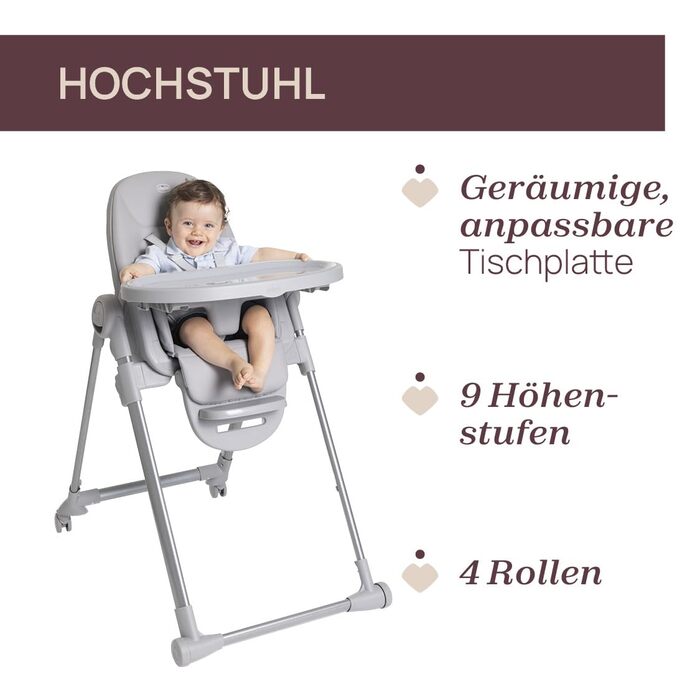 Дитячий стільчик Chicco Polly Armonia 3в1, сірий, до 40 кг, 9 рівнів висоти, регульована підніжка