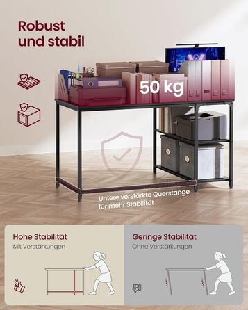 Кутовий стіл VASAGLE L-подібний з полицею, комп'ютерний стіл з місцем для зберігання, офісний стіл для дому, 120 x 80 см, Чорний горіх