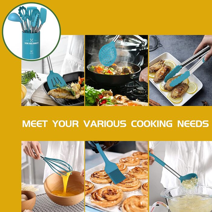 Набір кухонного інвентарю Umite Chef, 15 предметів: силікон, нержавіюча сталь, антипригарне покриття, BPA-free